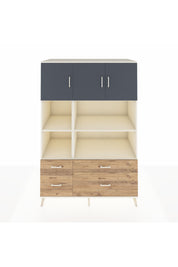 Kronos Dolap 8 Raflı 4 Çekmeceli 3 Kapaklı 132x59x195 Aytaşı-Antrasit/Çam