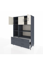 Kronos Dolap 8 Raflı 4 Çekmeceli 3 Kapaklı 132x59x195 Antrasit-Aytaşı/Antrasit
