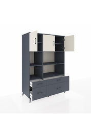 Kronos Dolap 8 Raflı 4 Çekmeceli 3 Kapaklı 132x59x195 Antrasit-Aytaşı/Antrasit