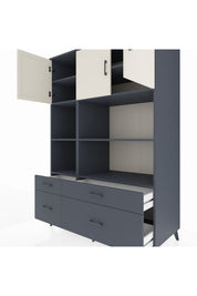 Kronos Dolap 8 Raflı 4 Çekmeceli 3 Kapaklı 132x59x195 Antrasit-Aytaşı/Antrasit