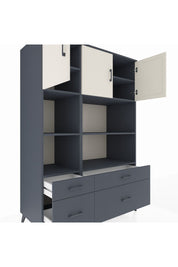 Kronos Dolap 8 Raflı 4 Çekmeceli 3 Kapaklı 132x59x195 Antrasit-Aytaşı/Antrasit