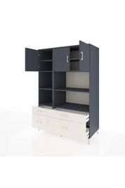 Kronos Dolap 8 Raflı 4 Çekmeceli 3 Kapaklı 132x59x195 Antrasit-Antrasit/Aytaşı