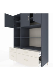 Kronos Dolap 8 Raflı 4 Çekmeceli 3 Kapaklı 132x59x195 Antrasit-Antrasit/Aytaşı