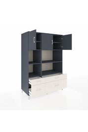 Kronos Dolap 8 Raflı 4 Çekmeceli 3 Kapaklı 132x59x195 Antrasit-Antrasit/Aytaşı