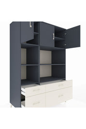 Kronos Dolap 8 Raflı 4 Çekmeceli 3 Kapaklı 132x59x195 Antrasit-Antrasit/Aytaşı