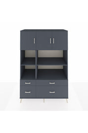 Kronos Dolap 8 Raflı 4 Çekmeceli 3 Kapaklı 132x59x195 Antrasit-Antrasit/Antrasit