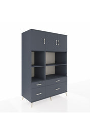 Kronos Dolap 8 Raflı 4 Çekmeceli 3 Kapaklı 132x59x195 Antrasit-Antrasit/Antrasit