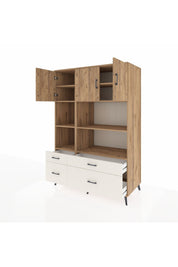 Kronos Dolap 8 Raflı 4 Çekmeceli 3 Kapaklı 132x59x195 Çam-Çam/Aytaşı