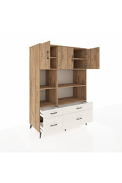 Kronos Dolap 8 Raflı 4 Çekmeceli 3 Kapaklı 132x59x195 Çam-Çam/Aytaşı