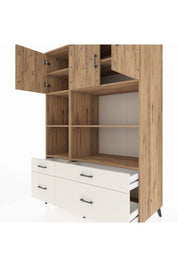 Kronos Dolap 8 Raflı 4 Çekmeceli 3 Kapaklı 132x59x195 Çam-Çam/Aytaşı