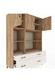 Kronos Dolap 8 Raflı 4 Çekmeceli 3 Kapaklı 132x59x195 Çam-Çam/Aytaşı