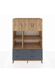 Kronos Dolap 8 Raflı 4 Çekmeceli 3 Kapaklı 132x59x195 Çam-Çam/Antrasit