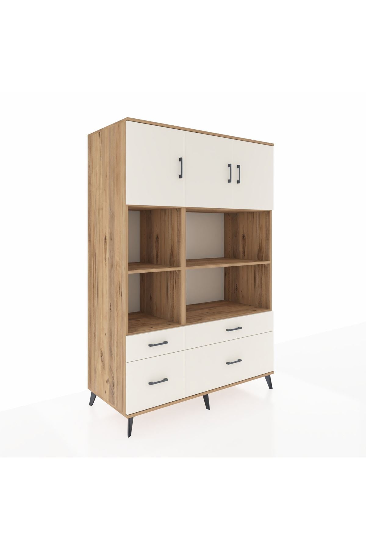 Kronos Dolap 8 Raflı 4 Çekmeceli 3 Kapaklı 132x59x195 Çam-Aytaşı/Aytaşı