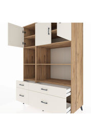 Kronos Dolap 8 Raflı 4 Çekmeceli 3 Kapaklı 132x59x195 Çam-Aytaşı/Aytaşı