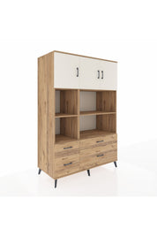 Kronos Dolap 8 Raflı 4 Çekmeceli 3 Kapaklı 132x59x195 Çam-Aytaşı/Çam