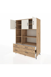 Kronos Dolap 8 Raflı 4 Çekmeceli 3 Kapaklı 132x59x195 Çam-Aytaşı/Çam