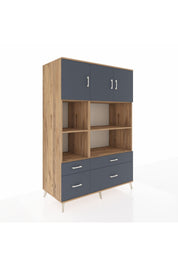Kronos Dolap 8 Raflı 4 Çekmeceli 3 Kapaklı 132x59x195 Çam-Antrasit/Antrasit