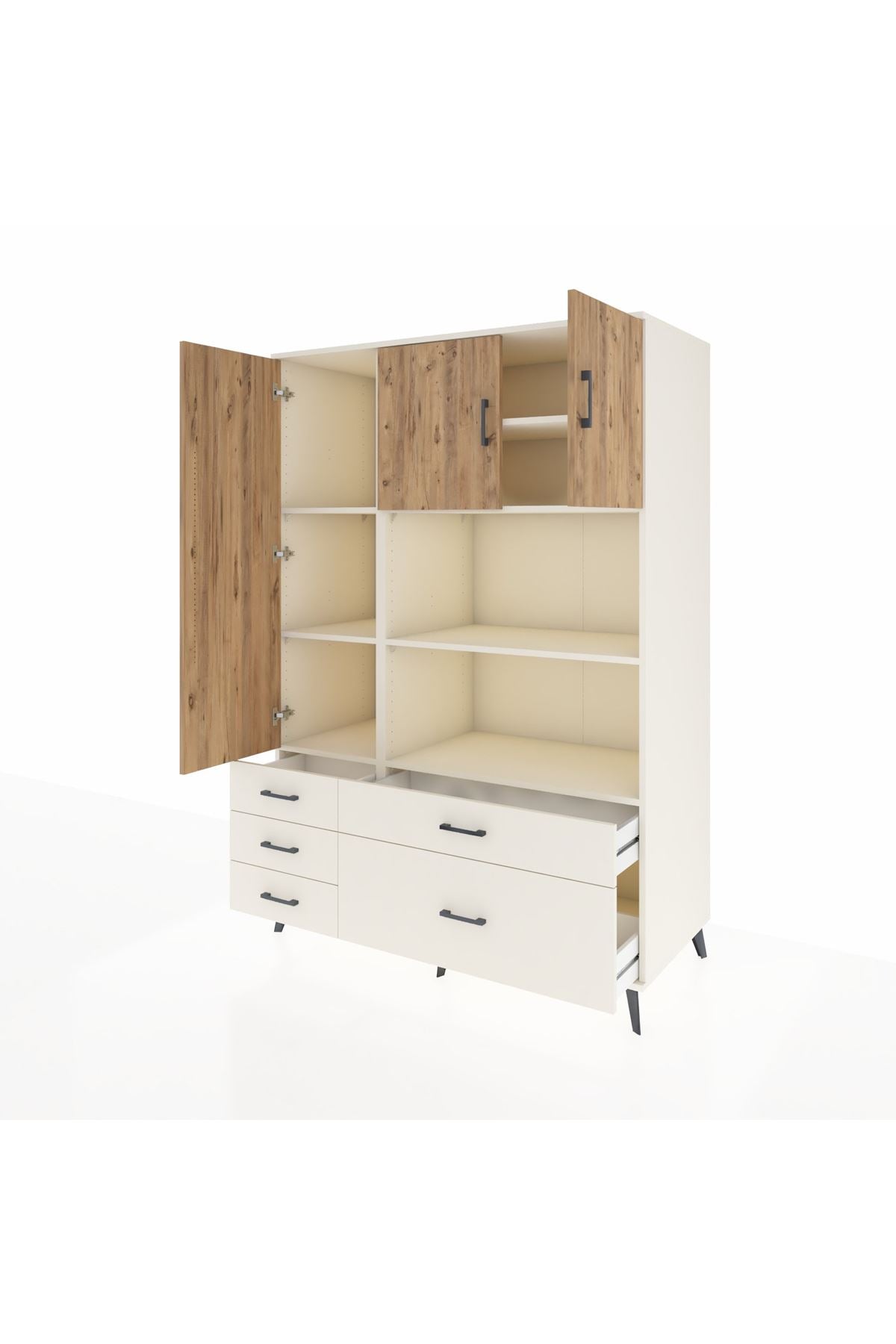 Kronos Dolap 7 Raflı 5 Çekmeceli 3 Kapaklı 132x59x195 Aytaşı-Çam/Aytaşı