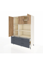 Kronos Dolap 7 Raflı 5 Çekmeceli 3 Kapaklı 132x59x195 Aytaşı-Çam/Antrasit