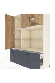 Kronos Dolap 7 Raflı 5 Çekmeceli 3 Kapaklı 132x59x195 Aytaşı-Çam/Antrasit