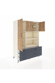 Kronos Dolap 7 Raflı 5 Çekmeceli 3 Kapaklı 132x59x195 Aytaşı-Çam/Antrasit