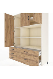 Kronos Dolap 7 Raflı 5 Çekmeceli 3 Kapaklı 132x59x195 Aytaşı-Çam/Çam