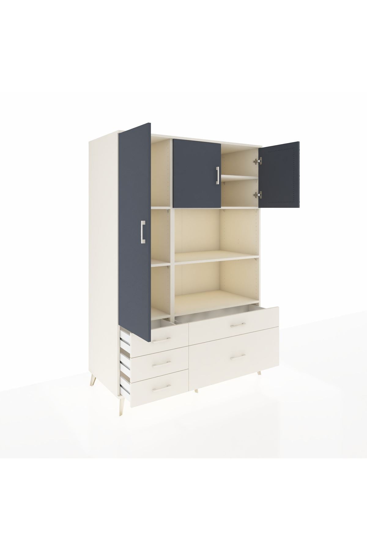 Kronos Dolap 7 Raflı 5 Çekmeceli 3 Kapaklı 132x59x195 Aytaşı-Antrasit/Aytaşı