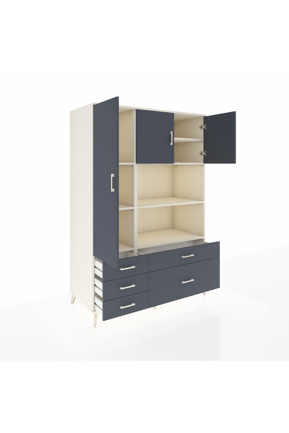 Kronos Dolap 7 Raflı 5 Çekmeceli 3 Kapaklı 132x59x195 Aytaşı-Antrasit/Antrasit