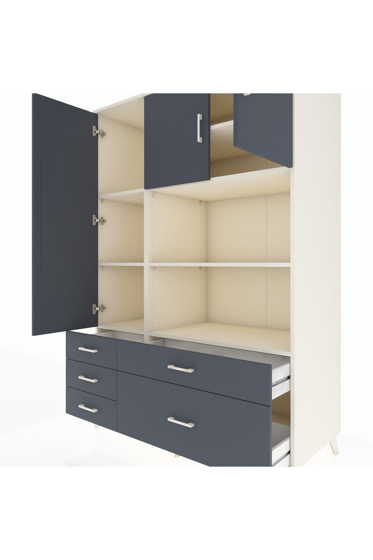 Kronos Dolap 7 Raflı 5 Çekmeceli 3 Kapaklı 132x59x195 Aytaşı-Antrasit/Antrasit