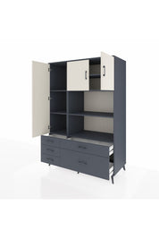 Kronos Dolap 7 Raflı 5 Çekmeceli 3 Kapaklı 132x59x195 Antrasit-Aytaşı/Antrasit