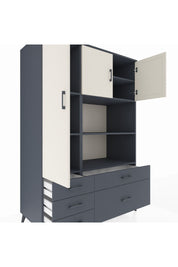 Kronos Dolap 7 Raflı 5 Çekmeceli 3 Kapaklı 132x59x195 Antrasit-Aytaşı/Antrasit
