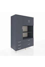 Kronos Dolap 7 Raflı 5 Çekmeceli 3 Kapaklı 132x59x195 Antrasit-Antrasit/Antrasit