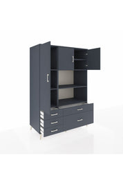 Kronos Dolap 7 Raflı 5 Çekmeceli 3 Kapaklı 132x59x195 Antrasit-Antrasit/Antrasit
