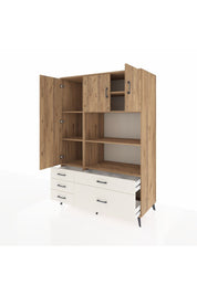 Kronos Dolap 7 Raflı 5 Çekmeceli 3 Kapaklı 132x59x195 Çam-Çam/Aytaşı