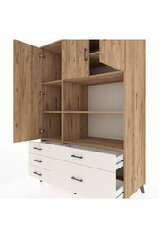 Kronos Dolap 7 Raflı 5 Çekmeceli 3 Kapaklı 132x59x195 Çam-Çam/Aytaşı