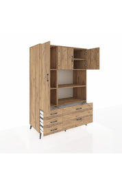 Kronos Dolap 7 Raflı 5 Çekmeceli 3 Kapaklı 132x59x195 Çam-Çam/Çam