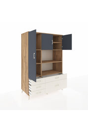 Kronos Dolap 7 Raflı 5 Çekmeceli 3 Kapaklı 132x59x195 Çam-Antrasit/Aytaşı