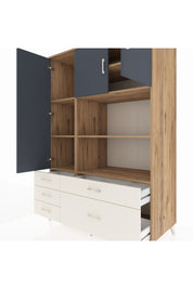 Kronos Dolap 7 Raflı 5 Çekmeceli 3 Kapaklı 132x59x195 Çam-Antrasit/Aytaşı