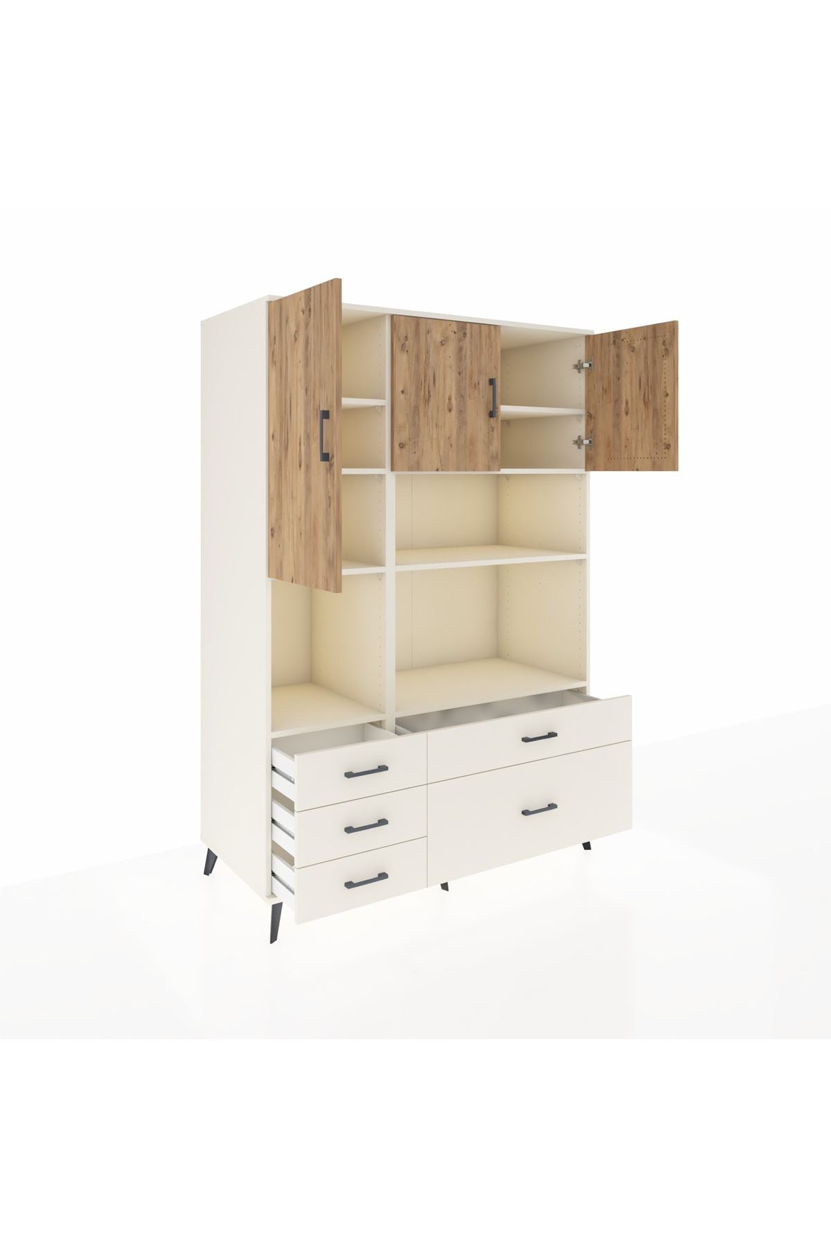 Kronos Dolap 8 Raflı 5 Çekmeceli 3 Kapaklı 132x59x195 Aytaşı-Çam/Aytaşı