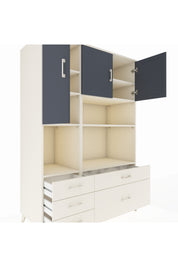 Kronos Dolap 8 Raflı 5 Çekmeceli 3 Kapaklı 132x59x195 Aytaşı-Antrasit/Aytaşı