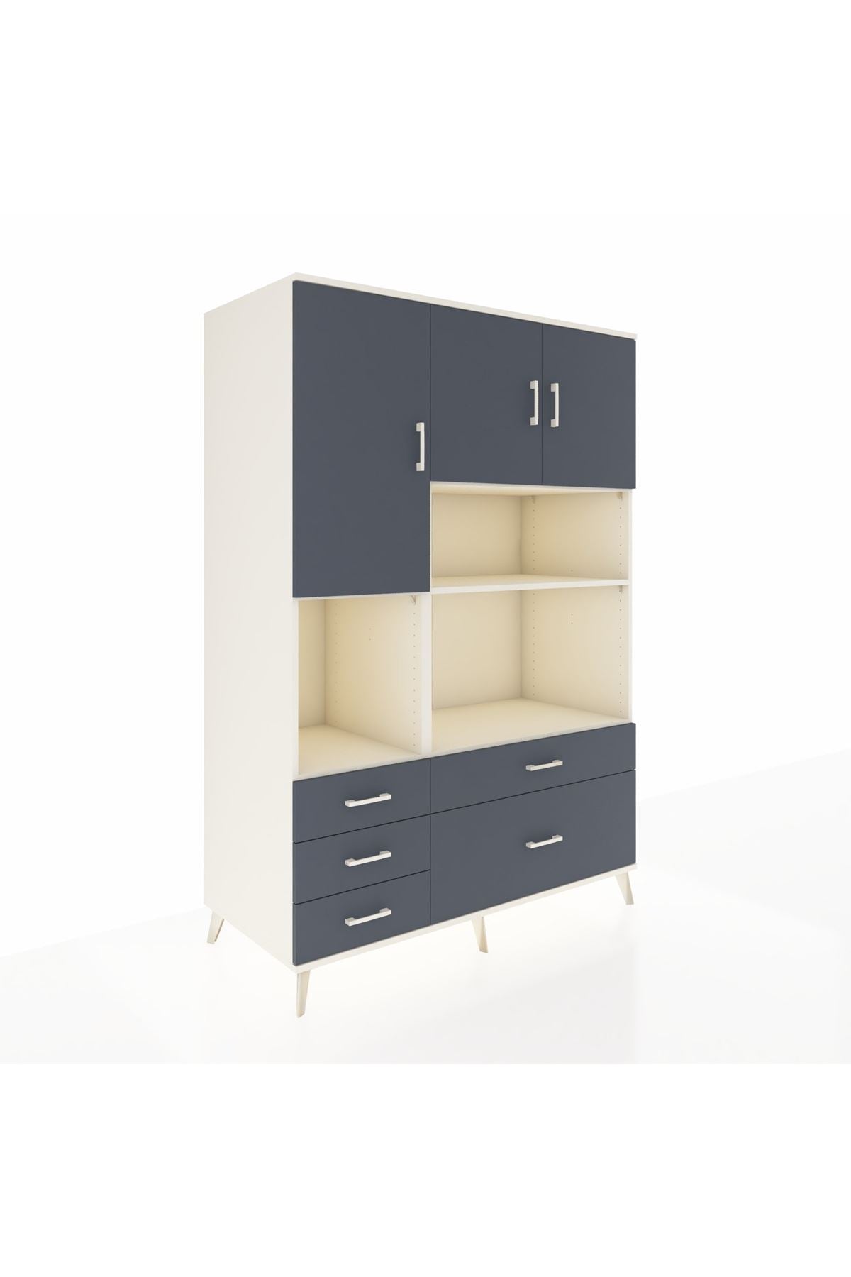 Kronos Dolap 8 Raflı 5 Çekmeceli 3 Kapaklı 132x59x195 Aytaşı-Antrasit/Antrasit