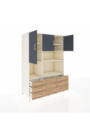 Kronos Dolap 8 Raflı 5 Çekmeceli 3 Kapaklı 132x59x195 Aytaşı-Antrasit/Çam