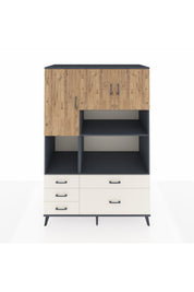 Kronos Dolap 8 Raflı 5 Çekmeceli 3 Kapaklı 132x59x195 Antrasit-Çam/Aytaşı