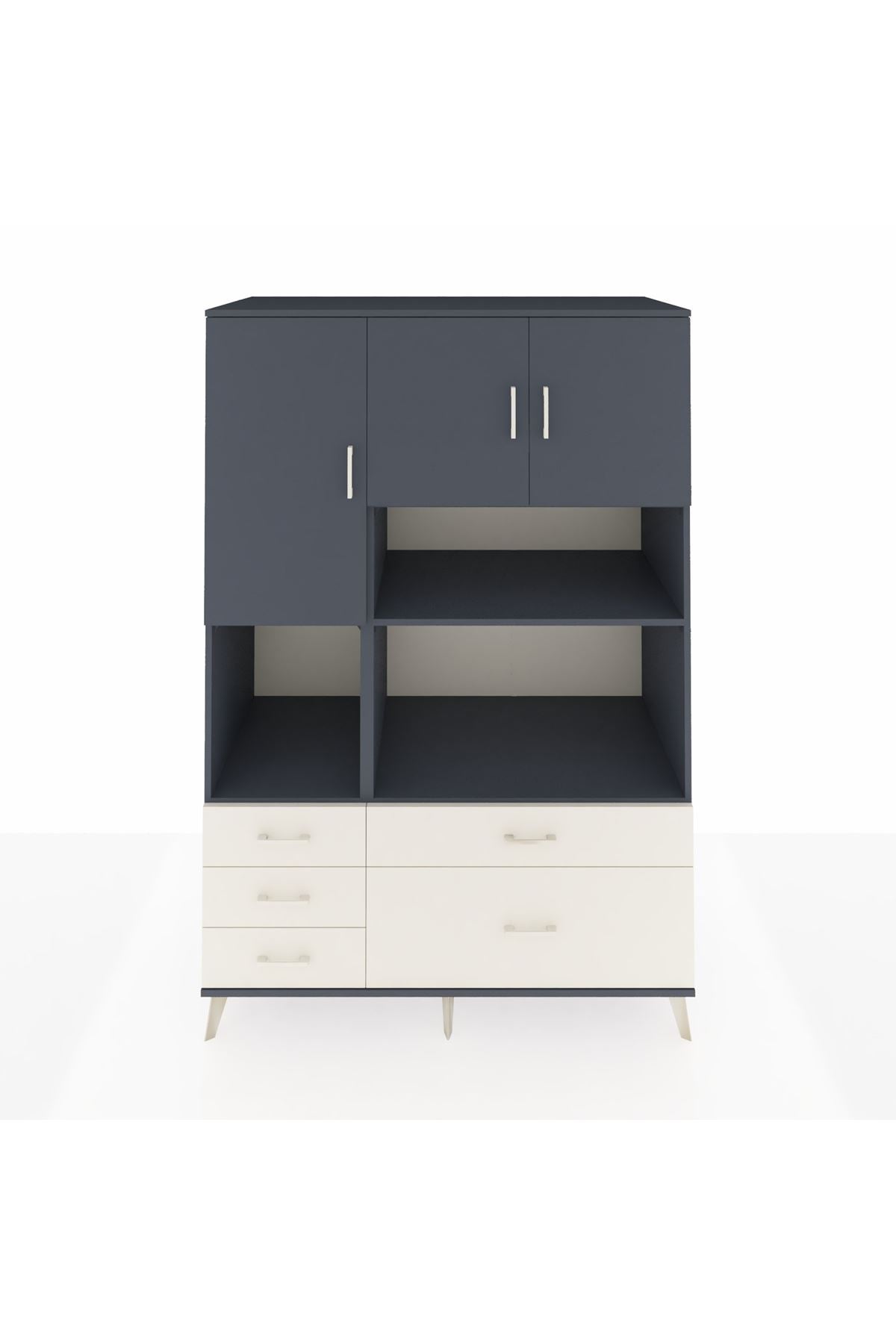 Kronos Dolap 8 Raflı 5 Çekmeceli 3 Kapaklı 132x59x195 Antrasit-Antrasit/Aytaşı