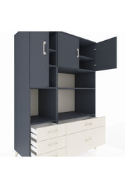 Kronos Dolap 8 Raflı 5 Çekmeceli 3 Kapaklı 132x59x195 Antrasit-Antrasit/Aytaşı