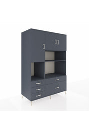 Kronos Dolap 8 Raflı 5 Çekmeceli 3 Kapaklı 132x59x195 Antrasit-Antrasit/Antrasit