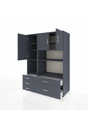 Kronos Dolap 8 Raflı 5 Çekmeceli 3 Kapaklı 132x59x195 Antrasit-Antrasit/Antrasit