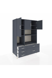Kronos Dolap 8 Raflı 5 Çekmeceli 3 Kapaklı 132x59x195 Antrasit-Antrasit/Antrasit