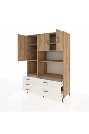 Kronos Dolap 8 Raflı 5 Çekmeceli 3 Kapaklı 132x59x195 Çam-Çam/Aytaşı