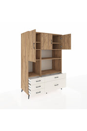 Kronos Dolap 8 Raflı 5 Çekmeceli 3 Kapaklı 132x59x195 Çam-Çam/Aytaşı